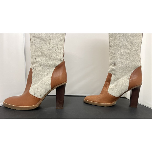 Michael Kors Collection Leather & Sheared Calf Heeled Boots Size 8 FS BnftsChrty - Picture 5 of 14